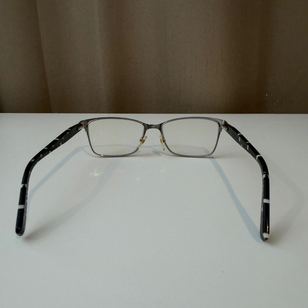 Furla VFU124 Eyeglasses Frames Black Silver Geometric Pattern Temples Womens - Picture 4 of 4